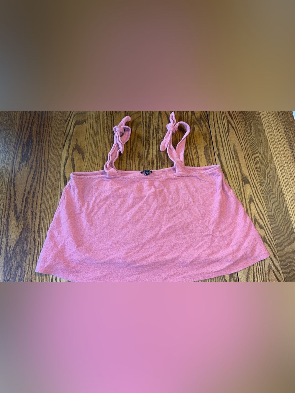 Express Coral Tie-Strap Terry Tank - Picture 2 of 3